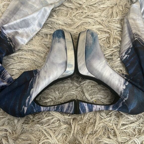 Jeffrey Campbell Rare Pantalones High Heel Platform Pant Boots Blue Waves size 7 - Picture 14 of 16